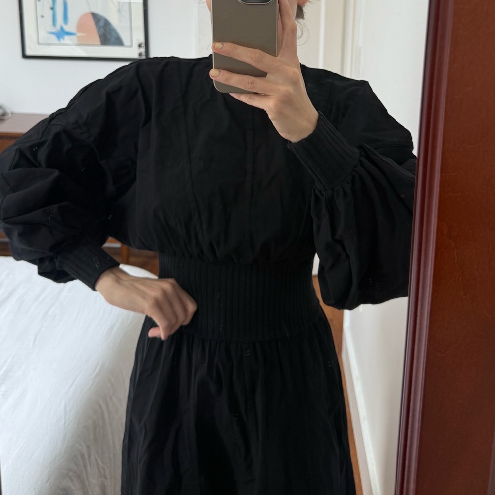 Zara Black Cocktail Dress with Bishop Sleeves